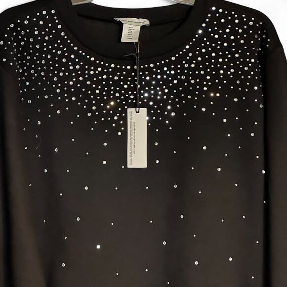 Cupcakes And Cashmere Black Rhinestone Sweatshirt Size L Embellished Sparkle NWT - Picture 3 of 7